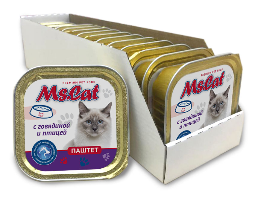 картинка Ms.Cat Паштет с говядиной и птицей 100 гр (ламистр) х 15шт. от магазина PFMrus