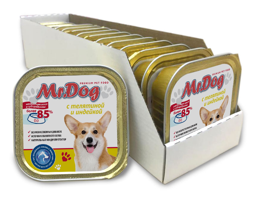 картинка Mr.Dog с телятиной и индейкой, 300 гр. Ламистр, упаковка 10 шт. от магазина PFMrus