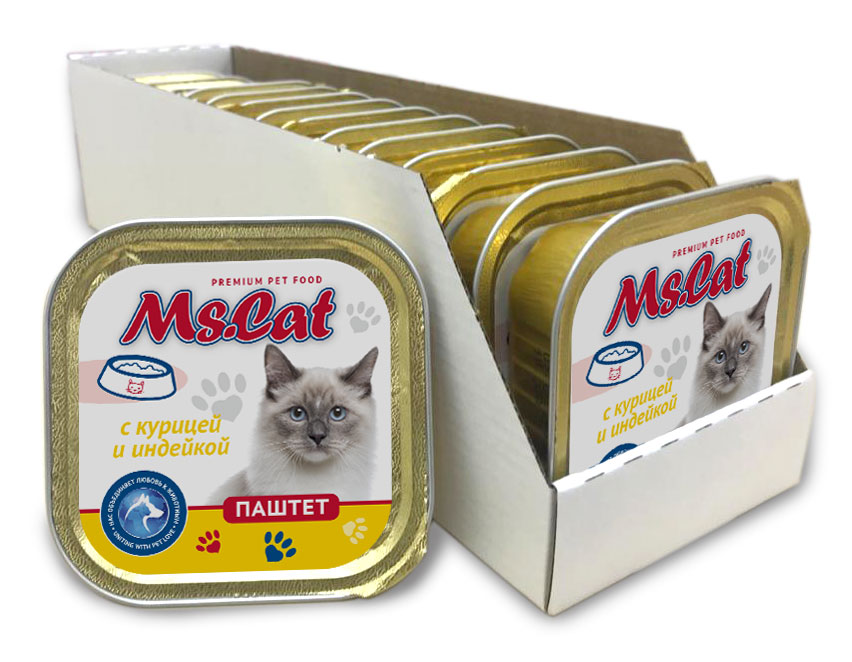 картинка Ms.Cat Паштет с курицей и индейкой 100 гр (ламистр) х 15 шт. от магазина PFMrus