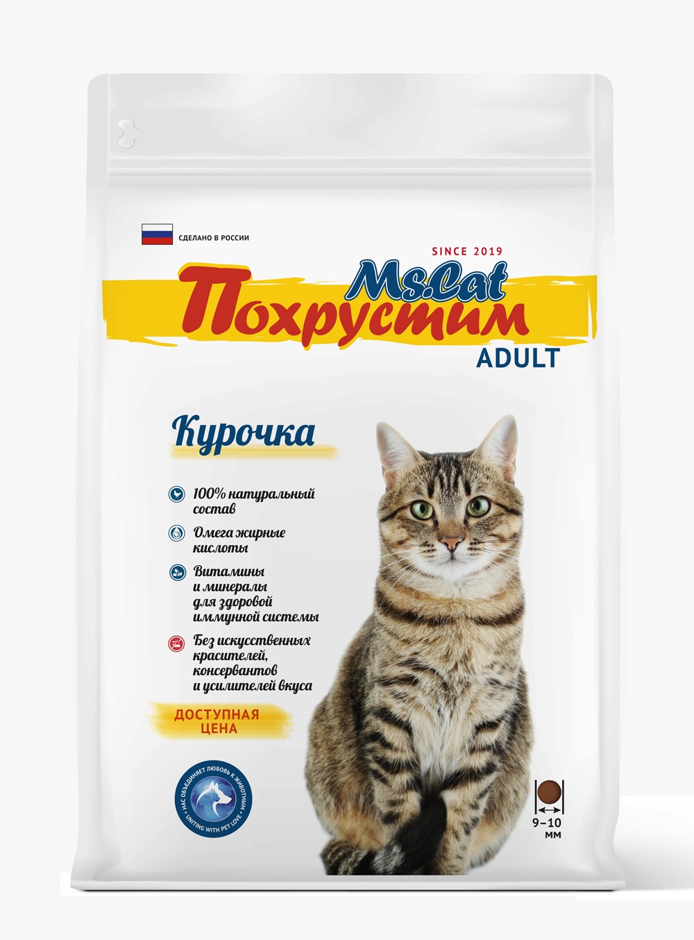 картинка Ms.Cat «Похрустим» Сухой полнорационный корм с курицей для взрослых кошек 12 кг от магазина PFMrus