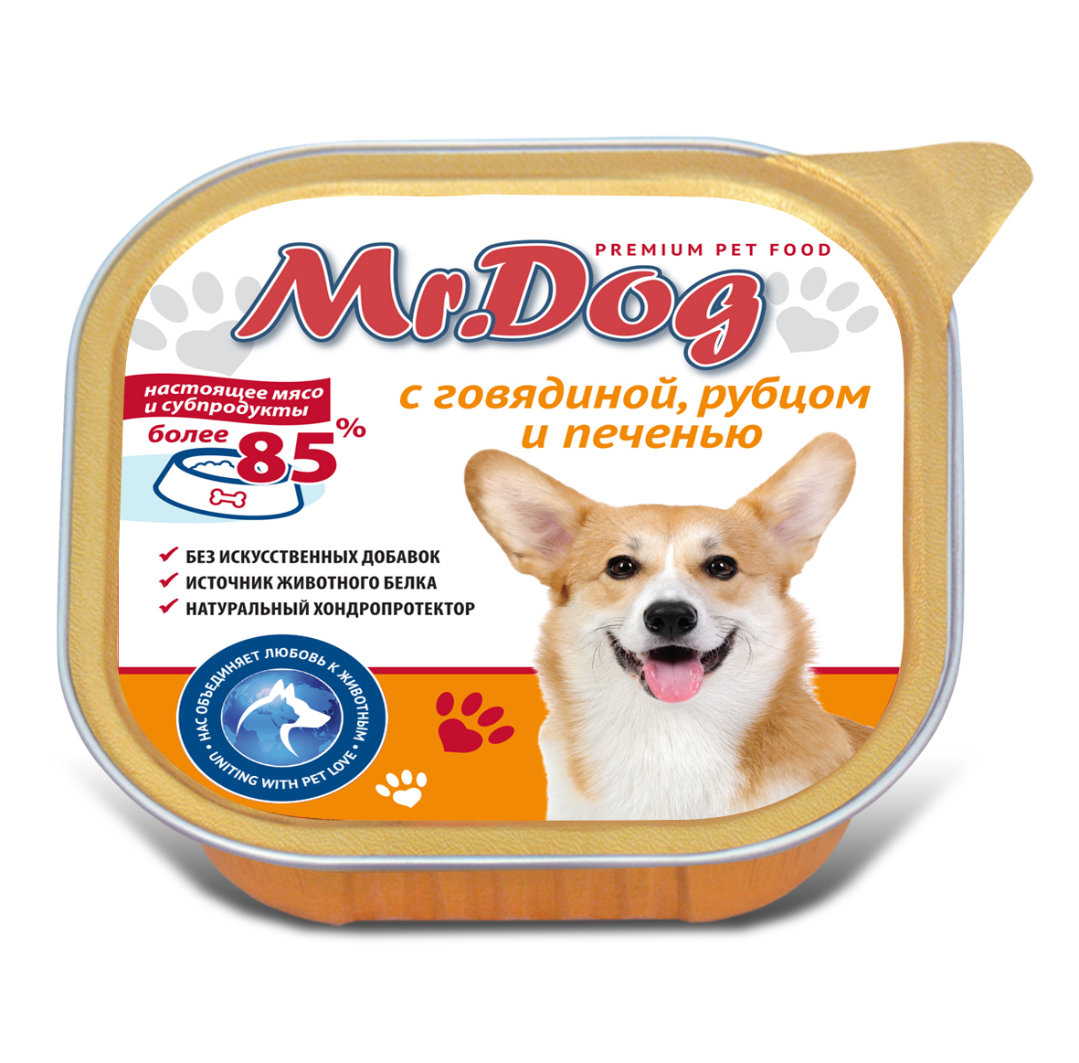 картинка Mr.Dog с говядиной, рубцом и печенью, 300 гр. Ламистр от магазина PFMrus