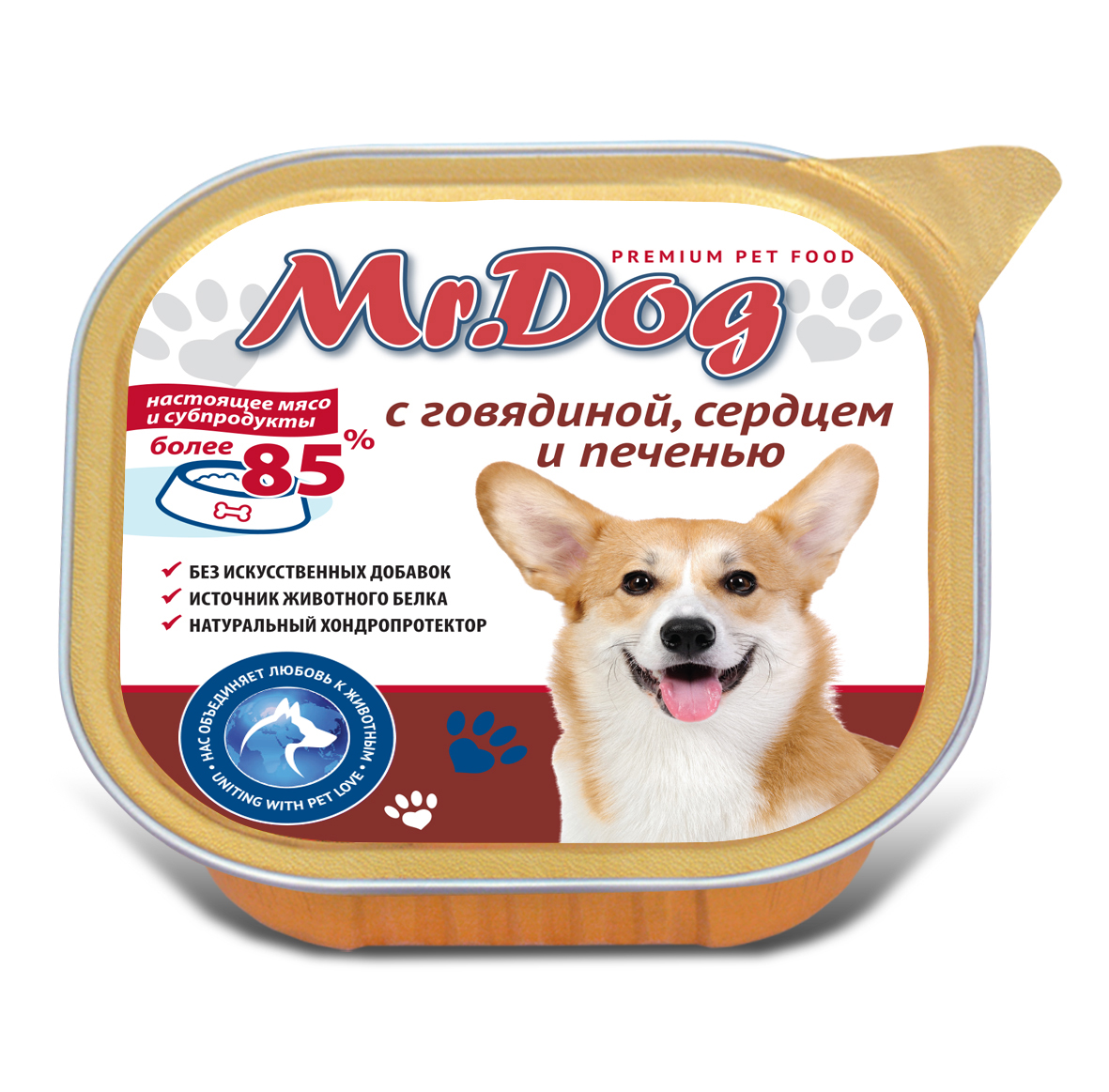 картинка Mr.Dog c говядиной, сердцем и печенью, 300 гр (ламистр) от магазина PFMrus