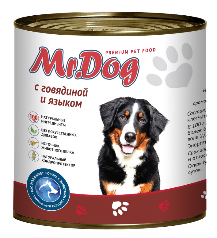 картинка Mr.Dog с говядиной и языком, 750 гр (ж/б) от магазина PFMrus