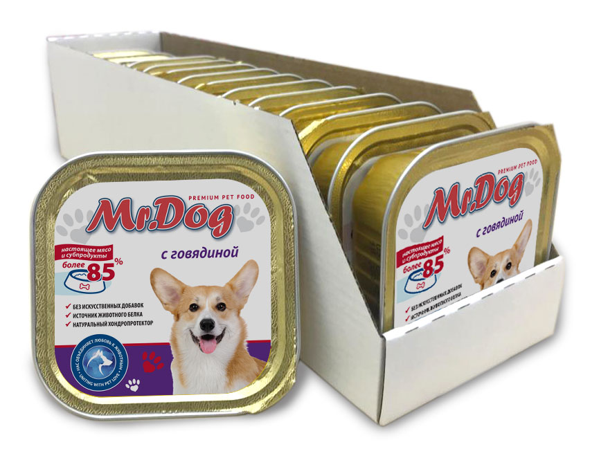 картинка Mr.Dog с говядиной, 300 гр (ламистр)_упаковка 10 шт. от магазина PFMrus