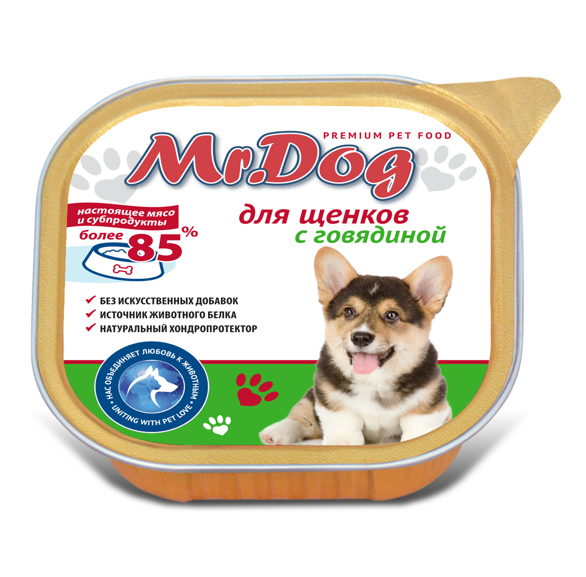 картинка Mr.Dog для щенков с говядиной 300 гр (ламистр) от магазина PFMrus